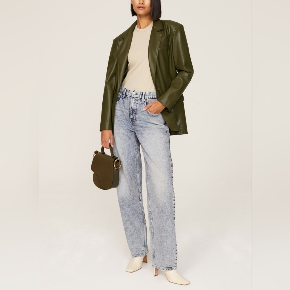 BLANKNYC Olive Money Maker Vegan Leather Blazer